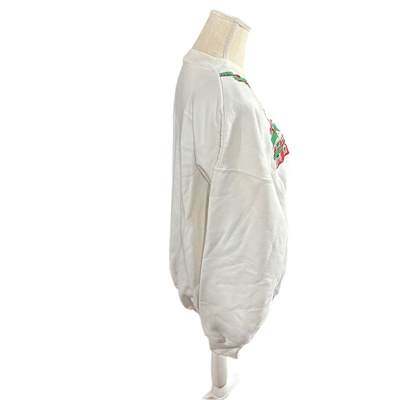 Vintage 80s Hallmark Ornaments Club Women White Ugly Christmas Sweatshirt Sz XL - Picture 8 of 11